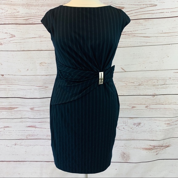 Jones Studio Dresses & Skirts - Jones Studio black pinstripe sheath dress ruched